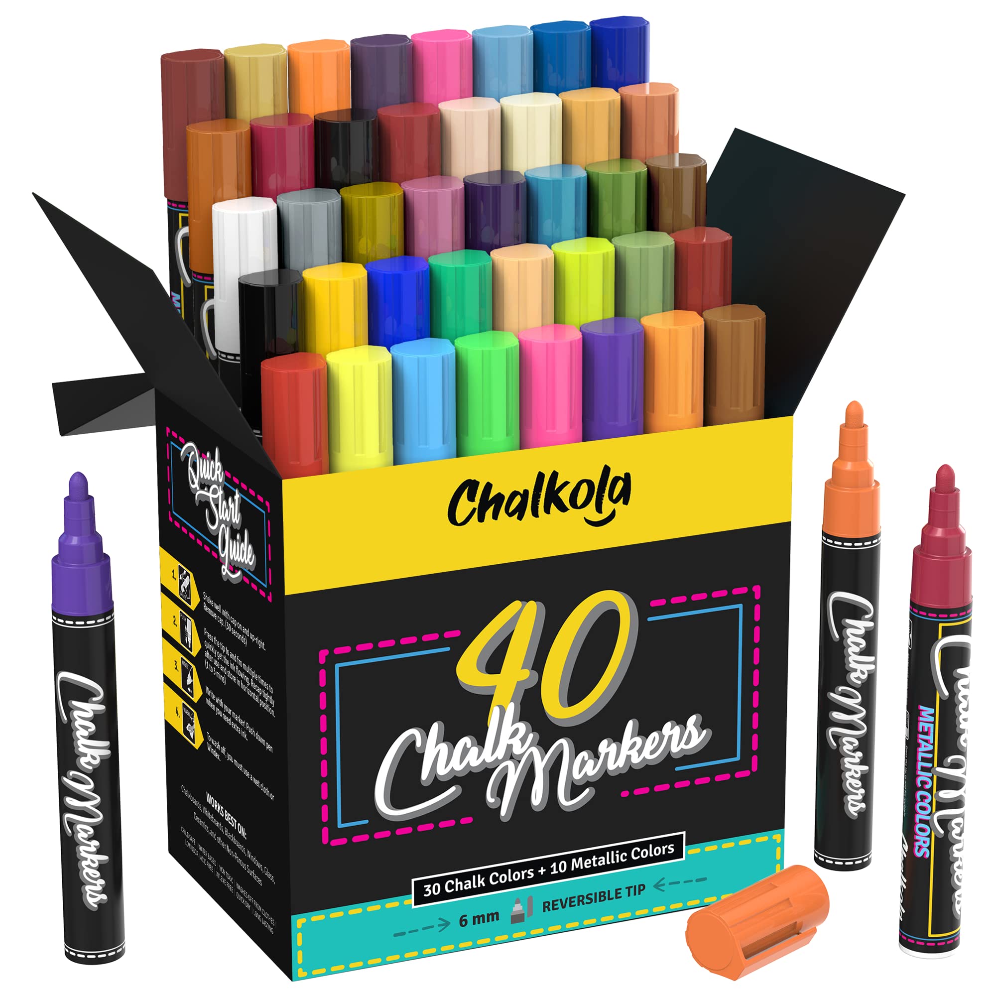 Chalkola Liquid Chalk Markers & Metallic Colors Pack of 16 Chalk Pens - for  Chalkboard, Blackboards, Window, Glass, Bistro